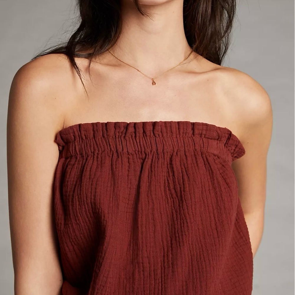 Anthropologie Women April Gauzy Tank Top Brown XS Detachable‎ Strap Cotton $68 - Picture 2 of 14